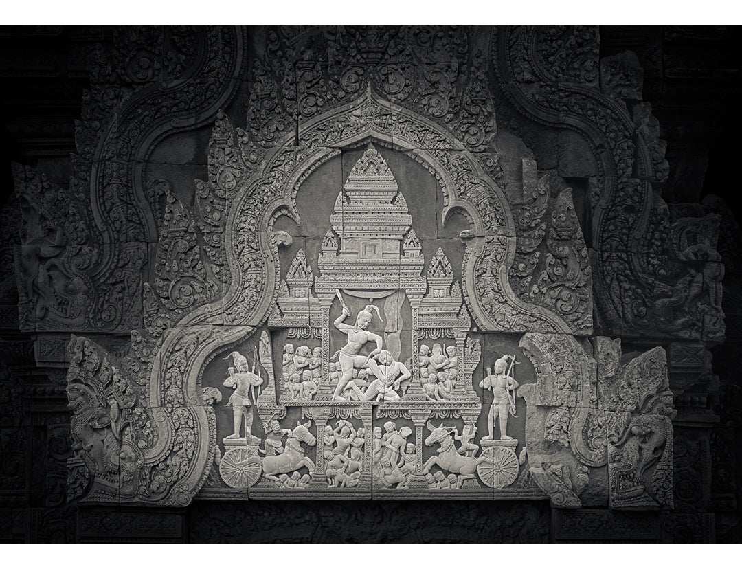 Krishna Slaying the Demon Kamsa, Banteay Srei Temple, Angkor, Cambodia. 2019 by Lucas Varro