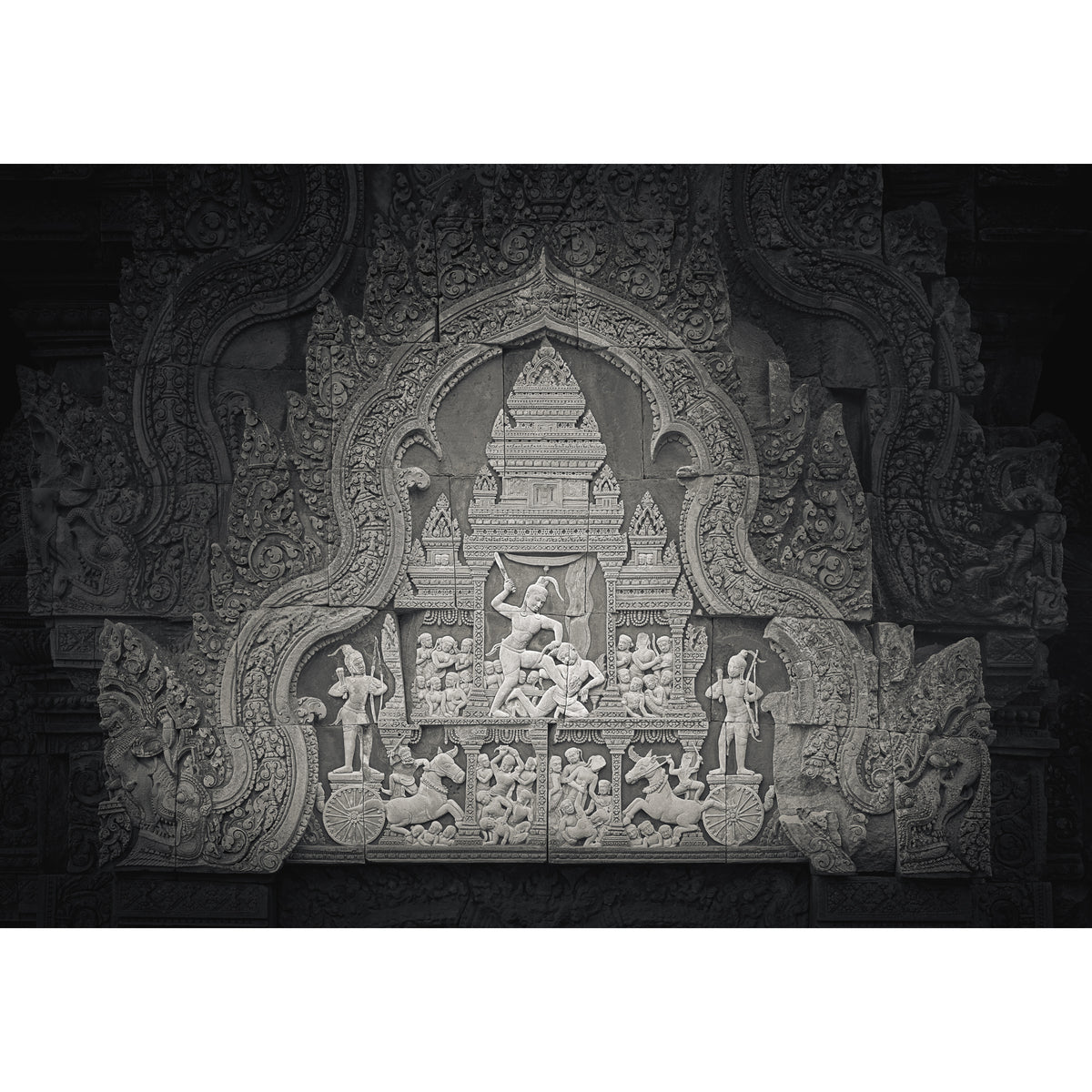 Krishna Slaying the Demon Kamsa, Banteay Srei Temple, Angkor, Cambodia. 2019